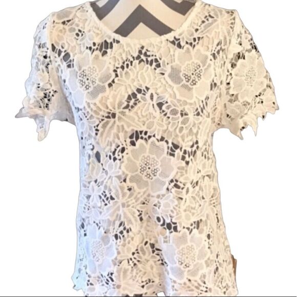 Lydia USA NWOT LARGE Off White Top - Picture 1 of 6